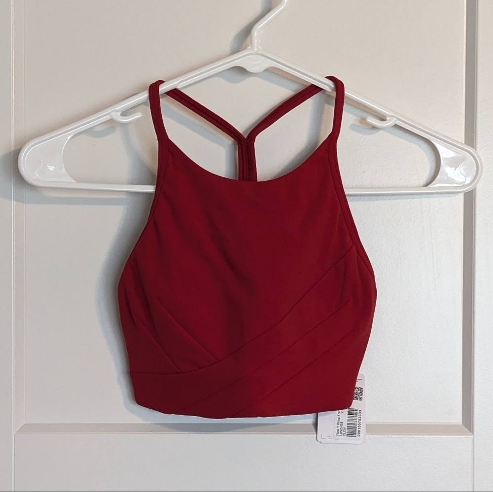 Lululemon NWT Flow Y Wrap Front High Neck Bra - College Crimson Red sz 2